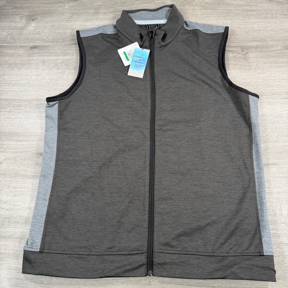 Puma Cloudspun T7 Golf Vest Mens Large Dark Gray Stretch Performance